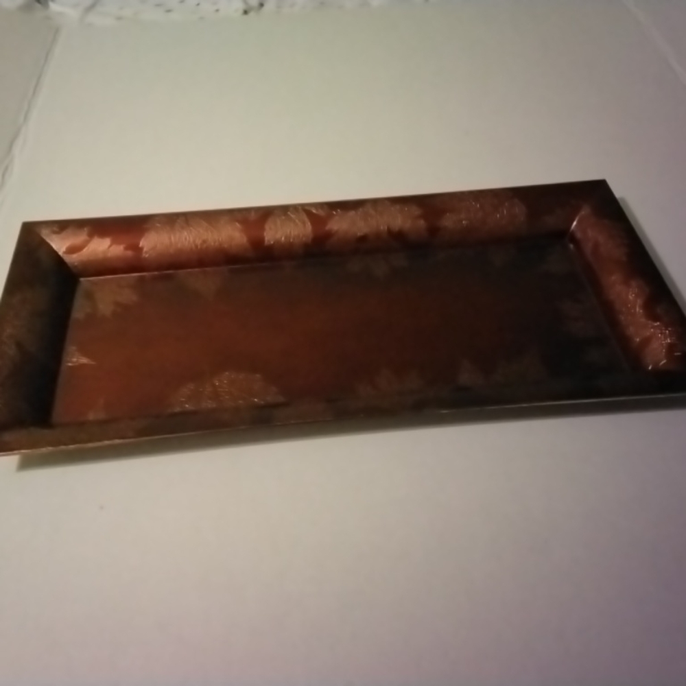 Copper Leaf Design Serving Tray
